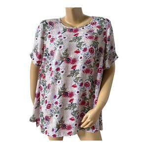DR2 Daniel Rainn Womens Plus Size 1X Short Sleeve Floral Tropical Print Shirt